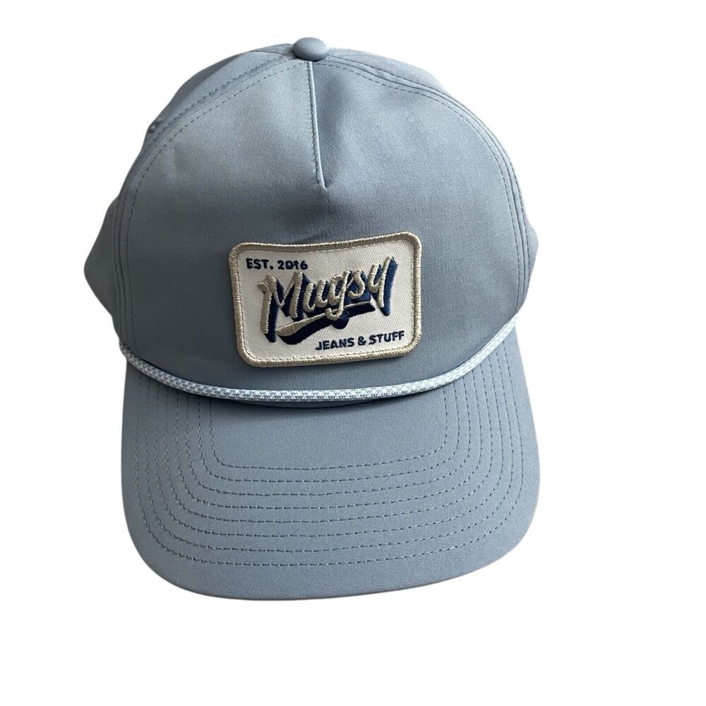 Mugsy Jeans Hat Snapback Blue Mens Logo Patch Rope Adjustable Casual